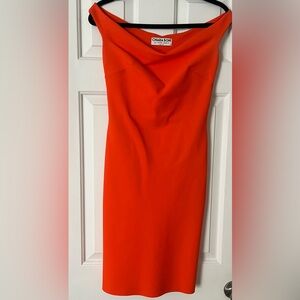 Chiara Boni Vibrant Orange Strapless Dress